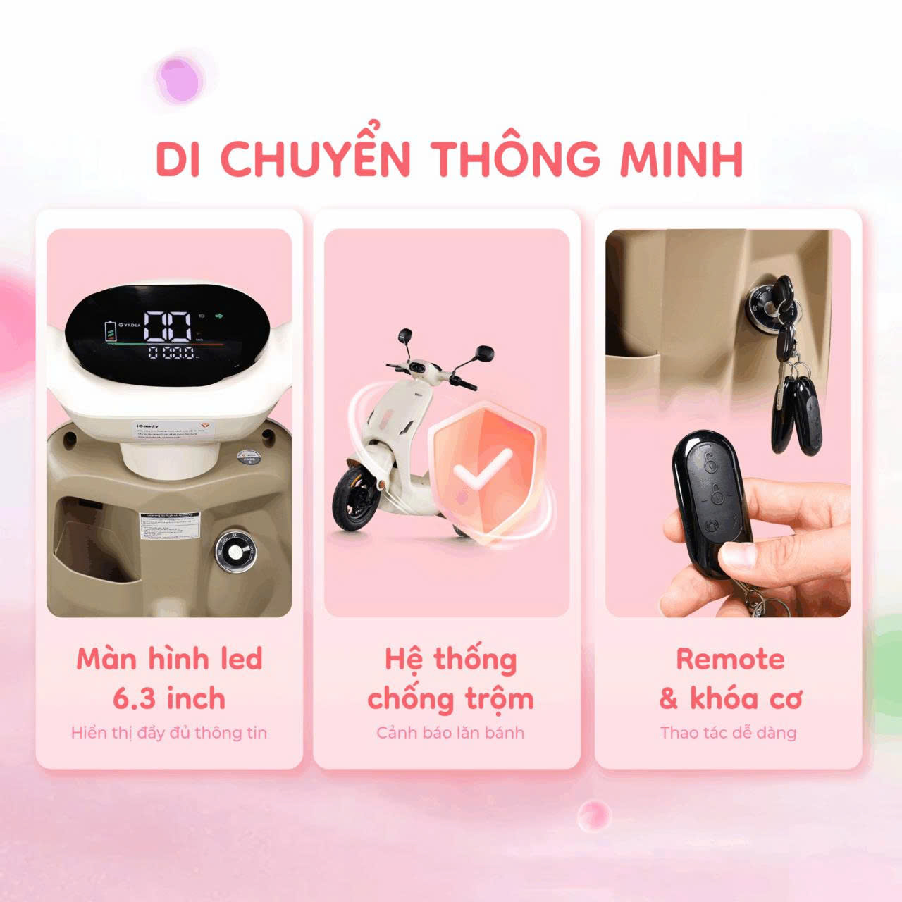 Yadea Icandy: Xe Đạp Điện Thời Trang Dành Cho Học Sinh Xe Điện Vĩnh Trường Đồng Tháp